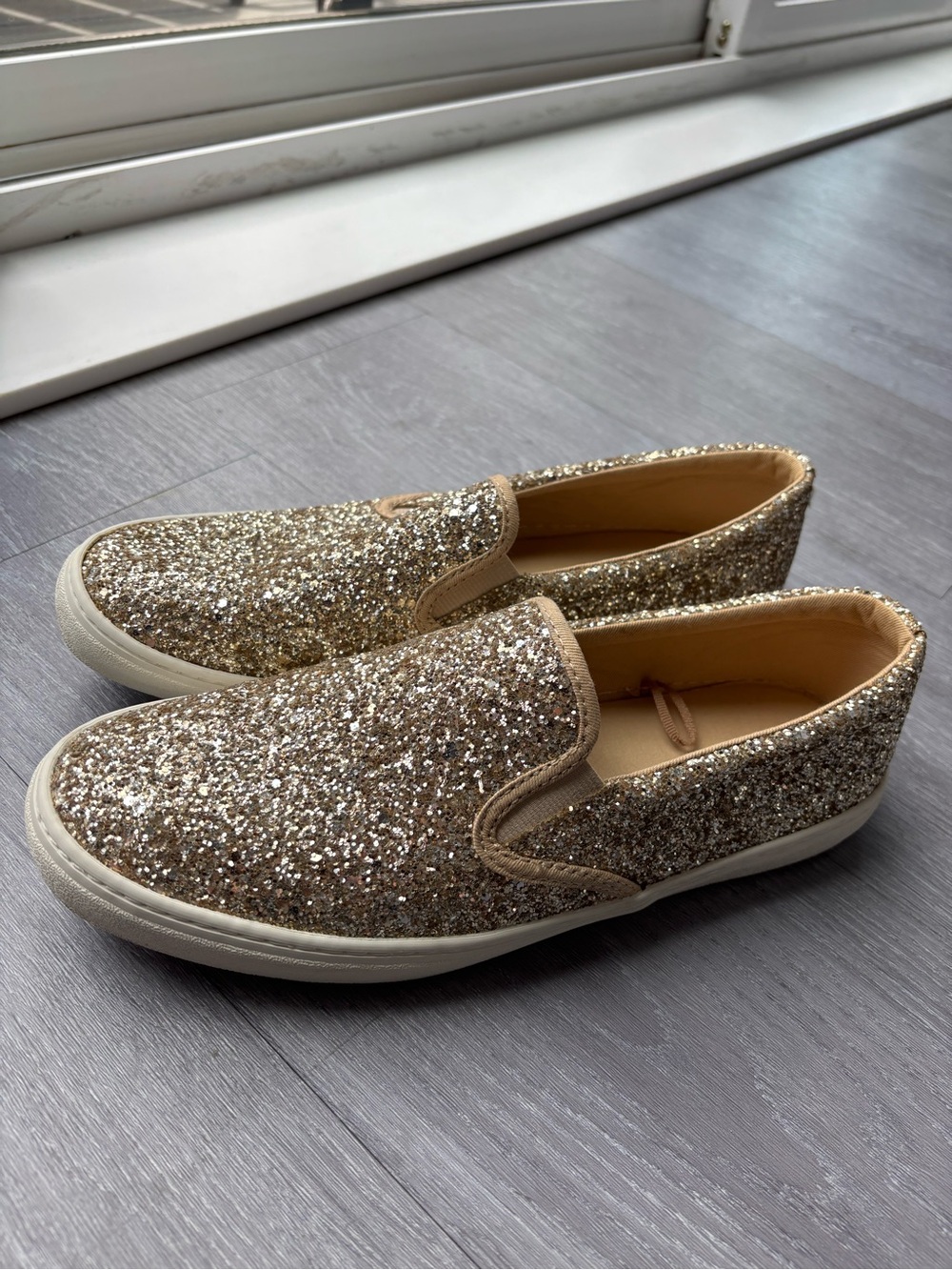 Old Navy Gold Glitter Slip-On Flats - Picture 2 of 3